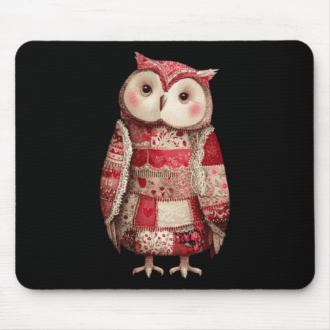 Cute Patchwork Owl Quilting Lover Valentine  Mouse Mat (Front)