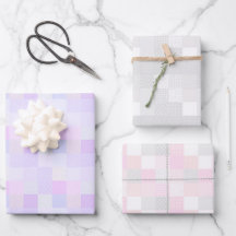 Cute Patchwork Pastel Pink, Lilac and Grey