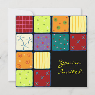 Cute Patchwork Pattern Birthday Invitation Card