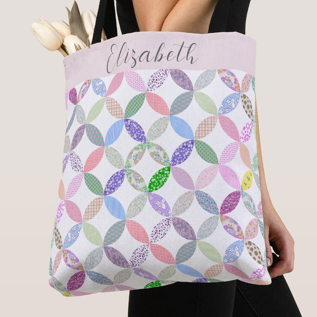 Cute Patchwork Quilting Themed Colourful Custom Tote Bag (Creator Uploaded)