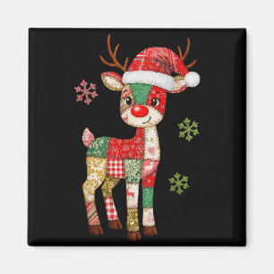 Cute Patchwork Reindeer Christmas Xmas Men Women K Magnet
