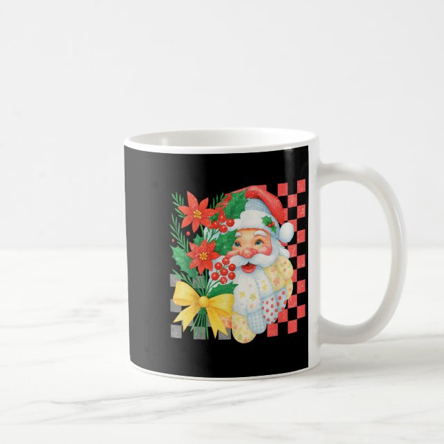 Cute Patchwork Santa Claus Christmas Holiday Women Coffee Mug (Right)