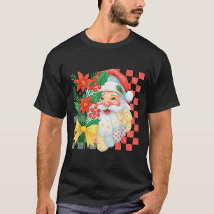 Cute Patchwork Santa Claus Christmas Holiday Women T-Shirt