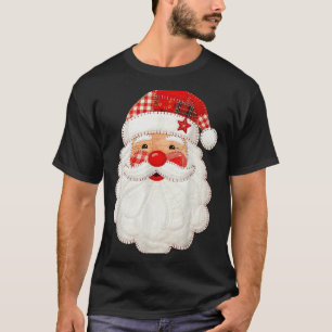 Cute Patchwork Santa Claus Christmas Xmas Men Wome T-Shirt