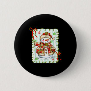 Cute Patchwork Snowman Bow Christmas Xmas Men Wome 6 Cm Round Badge
