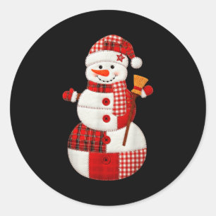 Cute Patchwork Snowman Christmas Xmas Men Women Ki Classic Round Sticker