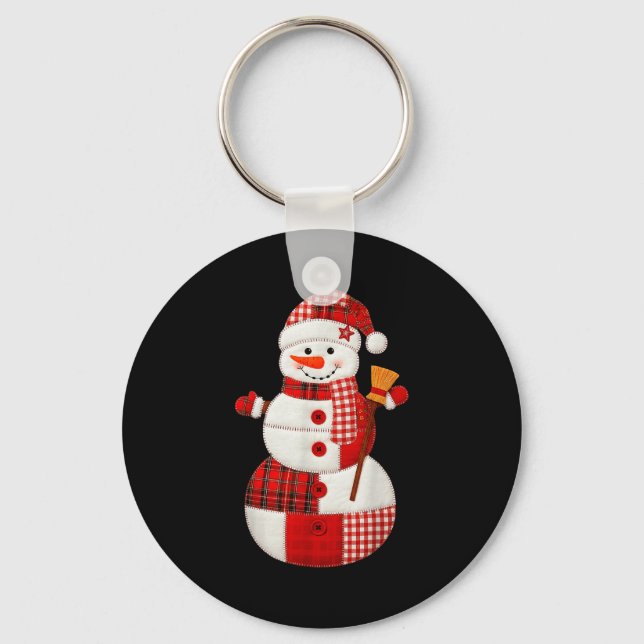 Cute Patchwork Snowman Christmas Xmas Men Women Ki Key Ring (Front)