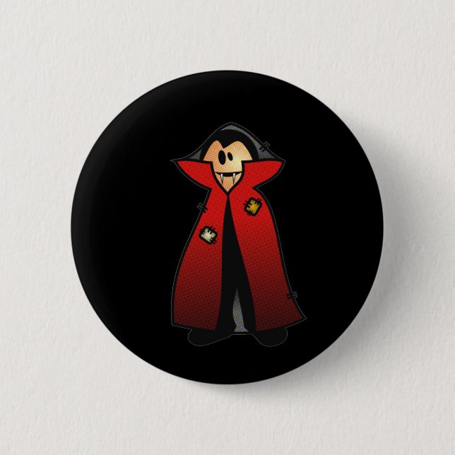 CUTE PATCHY DRACULA VAMPIRE 6 CM ROUND BADGE (Front)