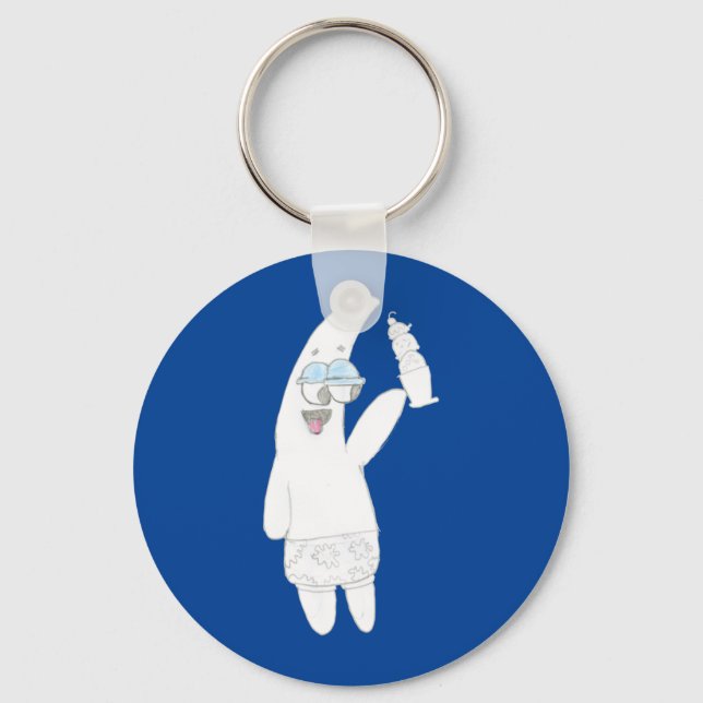 Cute Patrick Ice Cream Cone - Kids Pencil Drawing Key Ring (Front)