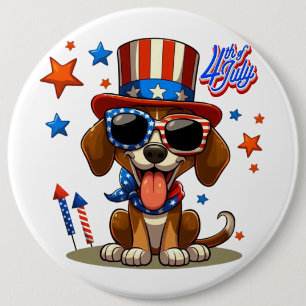 Cute, patriotic 4th of July dog/puppy 6 Cm Round Badge