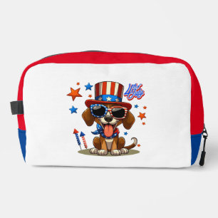 Cute, patriotic 4th of  July dog/puppy Dopp Kit
