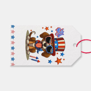 Cute, patriotic 4th of  July dog/puppy Gift Tags