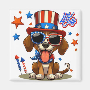 Cute, patriotic 4th of July dog/puppy Magnet