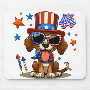 Cute, patriotic 4th of July dog/puppy Mouse Mat