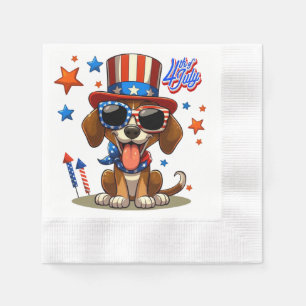 Cute, patriotic 4th of July dog/puppy Napkin
