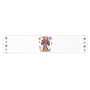 Cute, patriotic 4th of July dog/puppy Short Table Runner