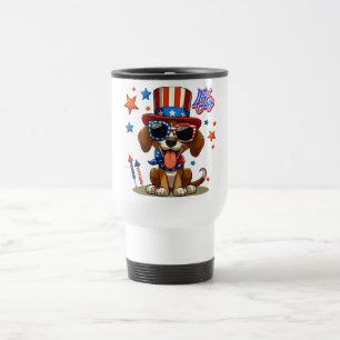 Cute, patriotic 4th of July dog/puppy Travel Mug
