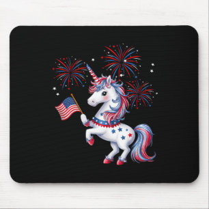 Cute Patriotic Americorn Unicorn Fireworks Girls 4 Mouse Mat