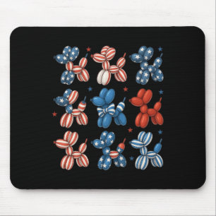 Cute Patriotic Balloon Dog 4th Of July American Fl Mouse Mat