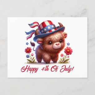 Cute Patriotic Buffalo Forth Of July Postcard