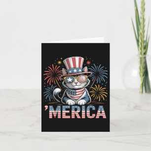 Cute Patriotic Cat ‘merica 4th Of July Memorial Da Card