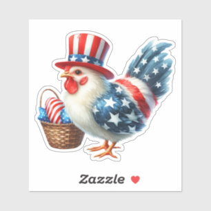 Cute Patriotic Chicken with American Flag