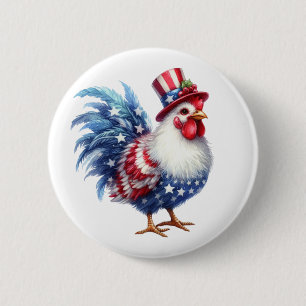 Cute Patriotic Chicken with American Flag 6 Cm Round Badge