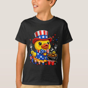 Cute Patriotic Duck USA Flag Fireworks 4th of July T-Shirt