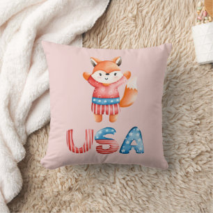 Cute Patriotic Fox Cushion