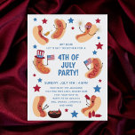 Cute Patriotic Hot Dog 4th of July Invitation<br><div class="desc">No more social distancing! Celebrate America and your newly vaccinated family and friends by throwing a fun Fourth of July BBQ or party! Red,  white and blue. Hot dogs. Drinking. Food. Fun. Summer. Independence. Patriotism. Murica. Do it!</div>