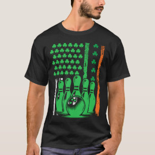 Cute Patriotic Irish American Flag Bowling St Patr T-Shirt