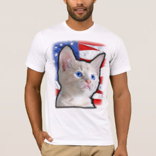 Cute Patriotic Kitten American Flag 4th of July T-Shirt