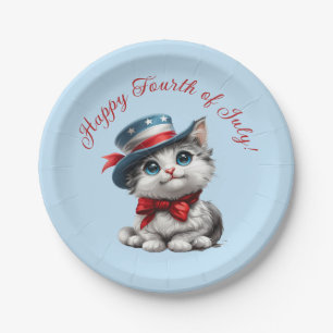 Cute Patriotic Kitten Cat July 4th Paper Plates