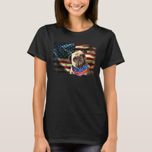 Cute Patriotic Pug American Flag Dog Men Women T-Shirt