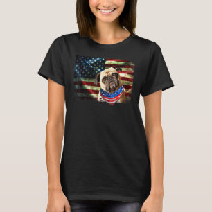 Cute Patriotic Pug American Flag Dog Men Women T-Shirt
