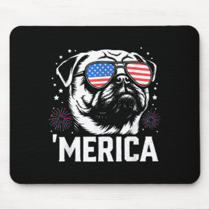 Cute Patriotic Pug Dog America 4th Of July Funny Mouse Mat