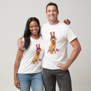 Cute Patriotic Puppy in Hat T-Shirt