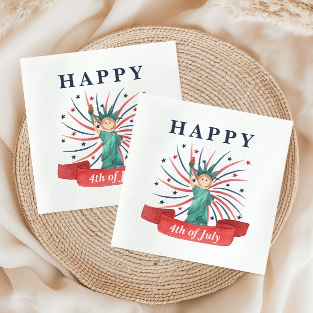 Cute Patriotic Red White And Blue 4th of July Napkin (Cute Patriotic Red White And Blue 4th of July Napkins)