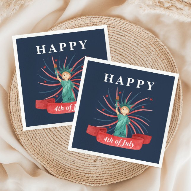 Cute Patriotic Red White And Blue 4th of July Napkin (Cute Patriotic Red White And Blue 4th of July Napkins)