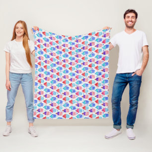 Cute patriotic red white & blue watercolor cupcake fleece blanket