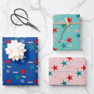 Cute Patriotic Sprinkles Stars Pattern  Wrapping Paper Sheet