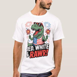 Cute Patriotic T-Rex 4th of July Red White & Blue T-Shirt