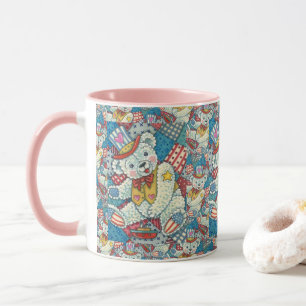 CUTE PATRIOTIC TEDDY BEAR, BOAT & PATCHWORK QUILT MUG