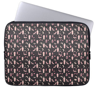 Cute pattern black and pink vampire witchcraft laptop sleeve