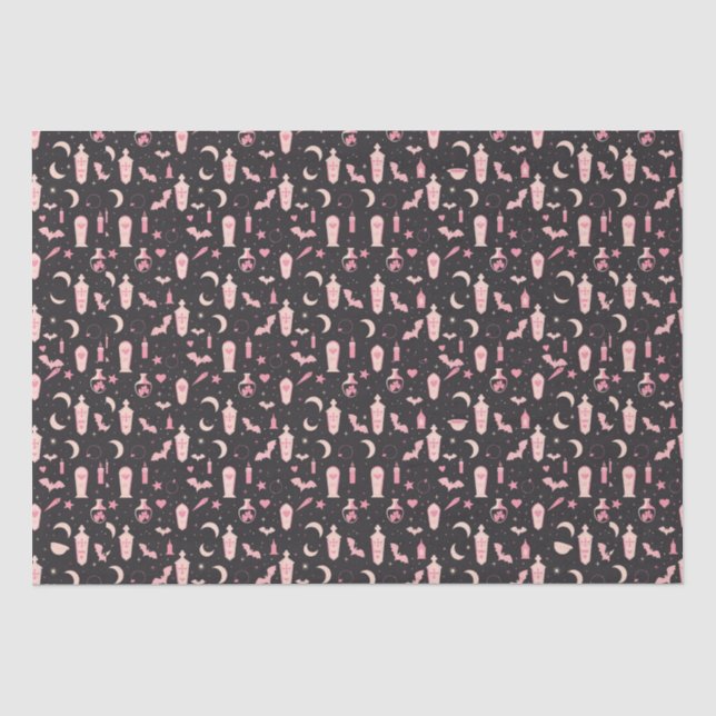 Cute pattern black and pink vampire witchcraft tissue paper (Front)