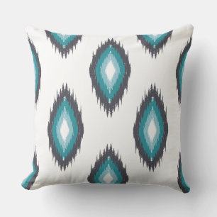 Cute pattern blue and white Ikat Seamless Teal Cushion