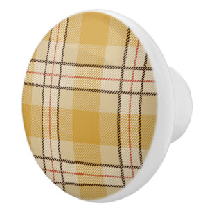 Cute pattern British style yellow tartan plaid Ceramic Knob