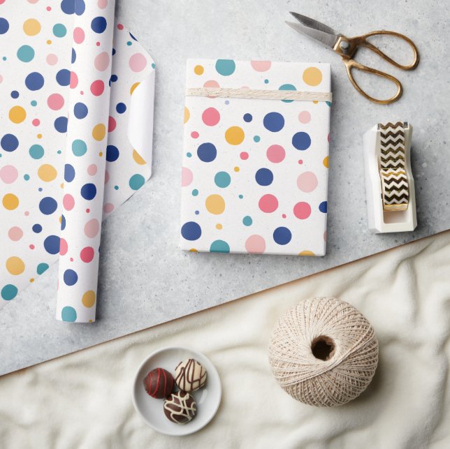 cute pattern colourful circles polka dots  wrapping paper (Crafts)