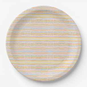 Cute Pattern Colourful Stripes Blue Orange Paper Plate