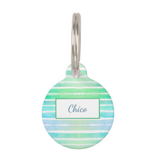 Cute Pattern Colourful Stripes Pink Blue Greeny Pet Tag
